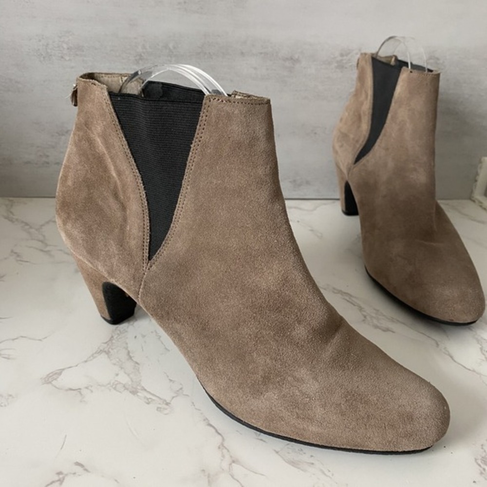 Sam Edelman Booties Women Sz 10M Light Brown Suede‎ Mid Heel Ankle Boots
